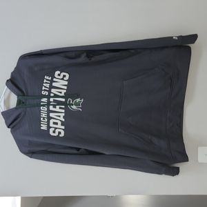 Michigan State Spartans Russell Gray Striped Green Hooded Sweatshirt Men's Med